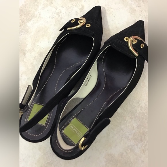 Coach Black Suede Sandra Made in Italy kitten heels size 6 1/2 . - Picture 1 of 8